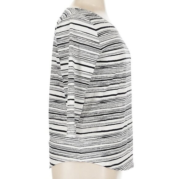 NWT Ann Taylor XL Off White Black Stripe Cotton Spandex Top Tee 3/4 Sleeve NEW - Picture 6 of 6